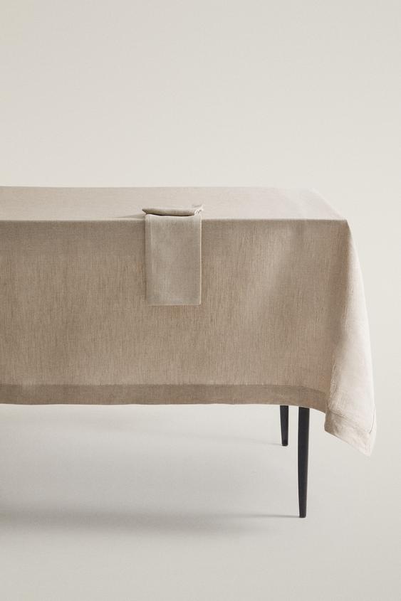 PLAIN-COLOURED LINEN TABLECLOTH - Light beige by Zara - Image 0