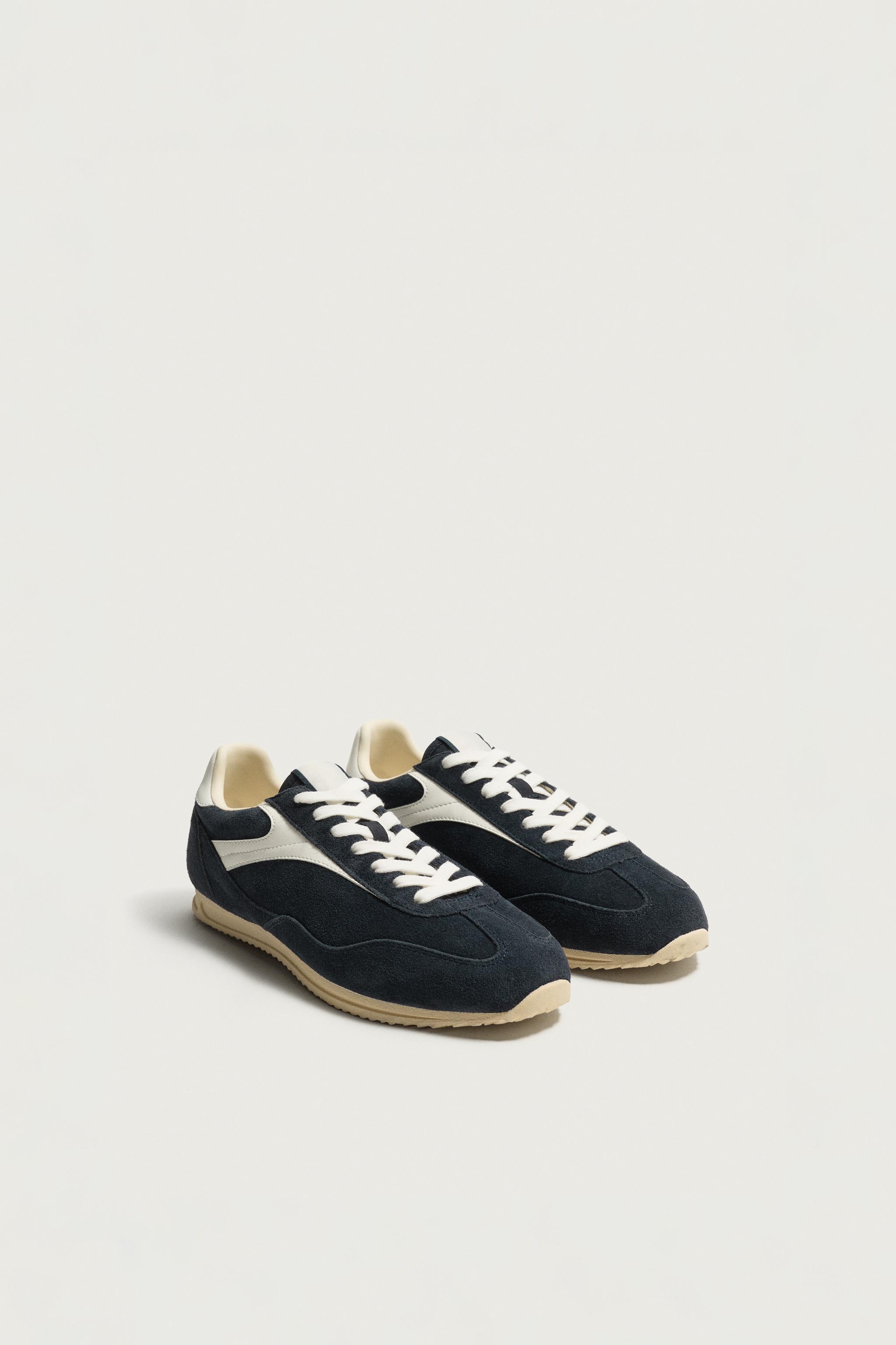 RETRO LEATHER SNEAKERS — Blue