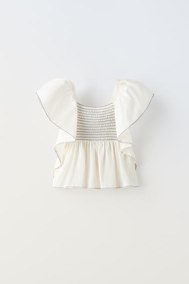 CAMISETA VOLANTES - Blanco de Zara