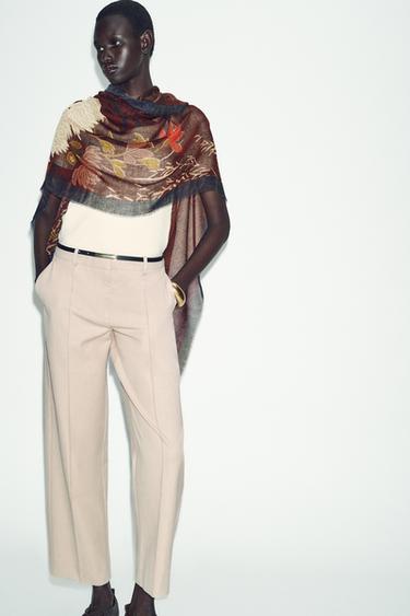 ПРЯМЫЕ БРЮКИ С ПОЯСОМ — БЕЖЕВЫЙ от Zara