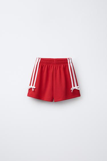 BERMUDA FELPA BANDAS Y LAZOS - Rojo de Zara - Imagen 0