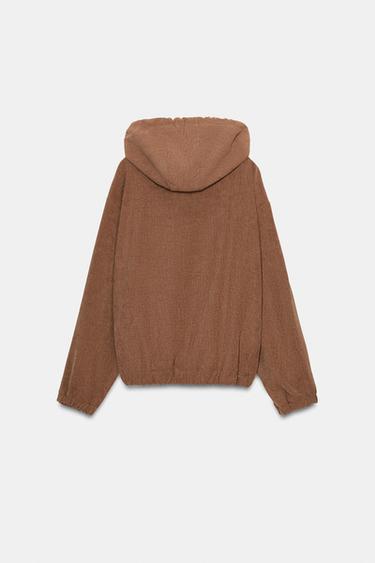 VESTE BOMBER À CAPUCHE - Marron clair de Zara - Image 5