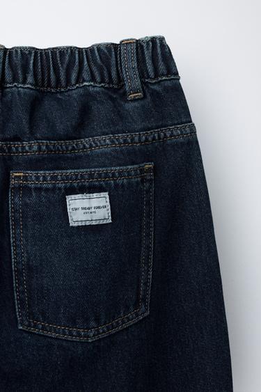 PANTALON DENIM BALLON PLI - Bleu de Zara - Image 3