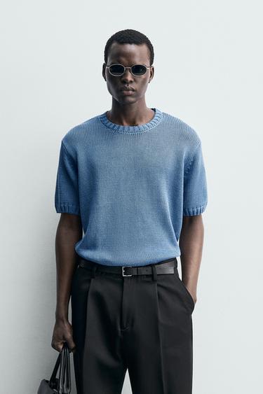 تيشرت محاك RELAXED FIT - أزرق الخاص بـ Zara