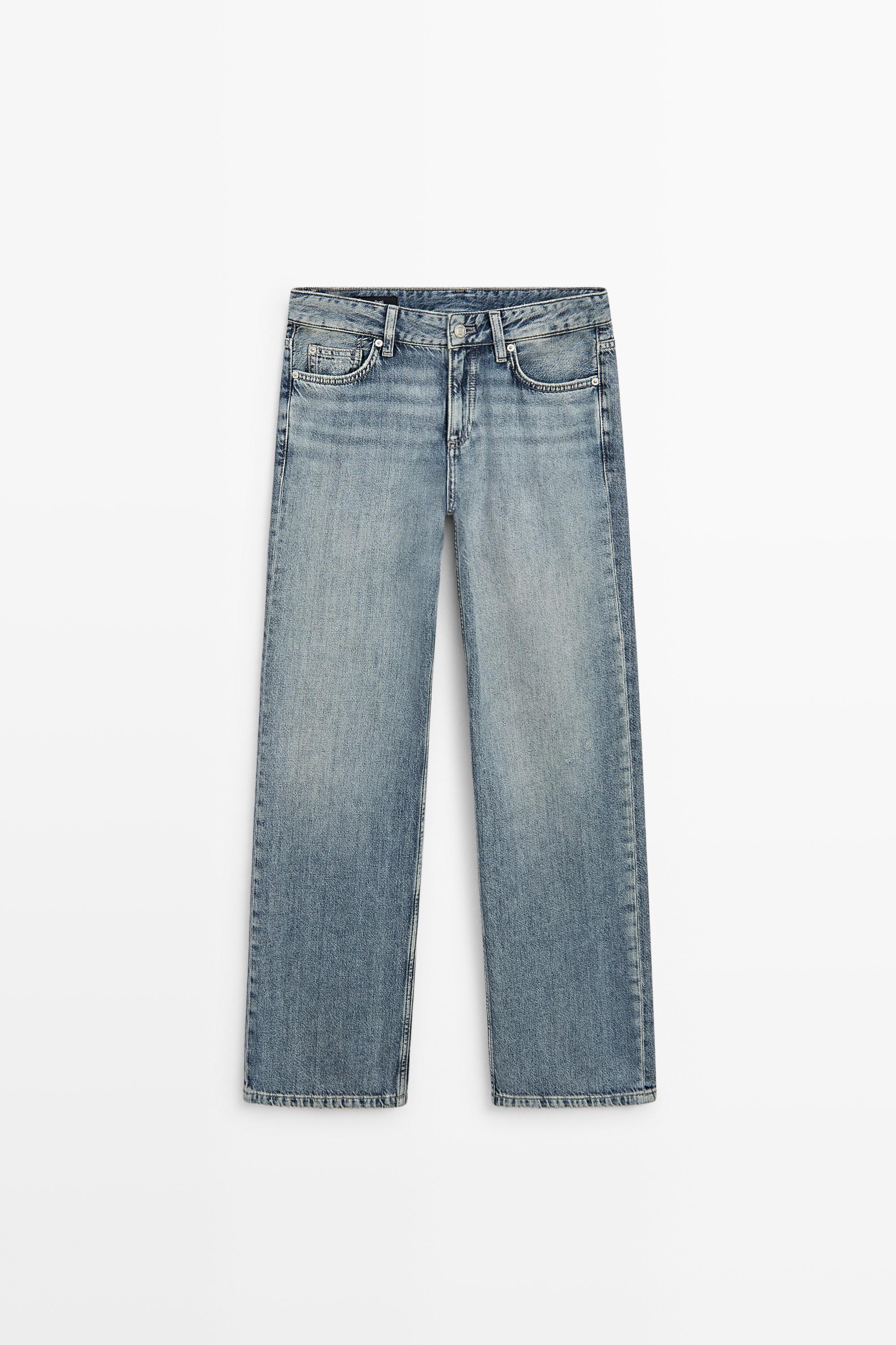 Low-rise straight-leg jeans