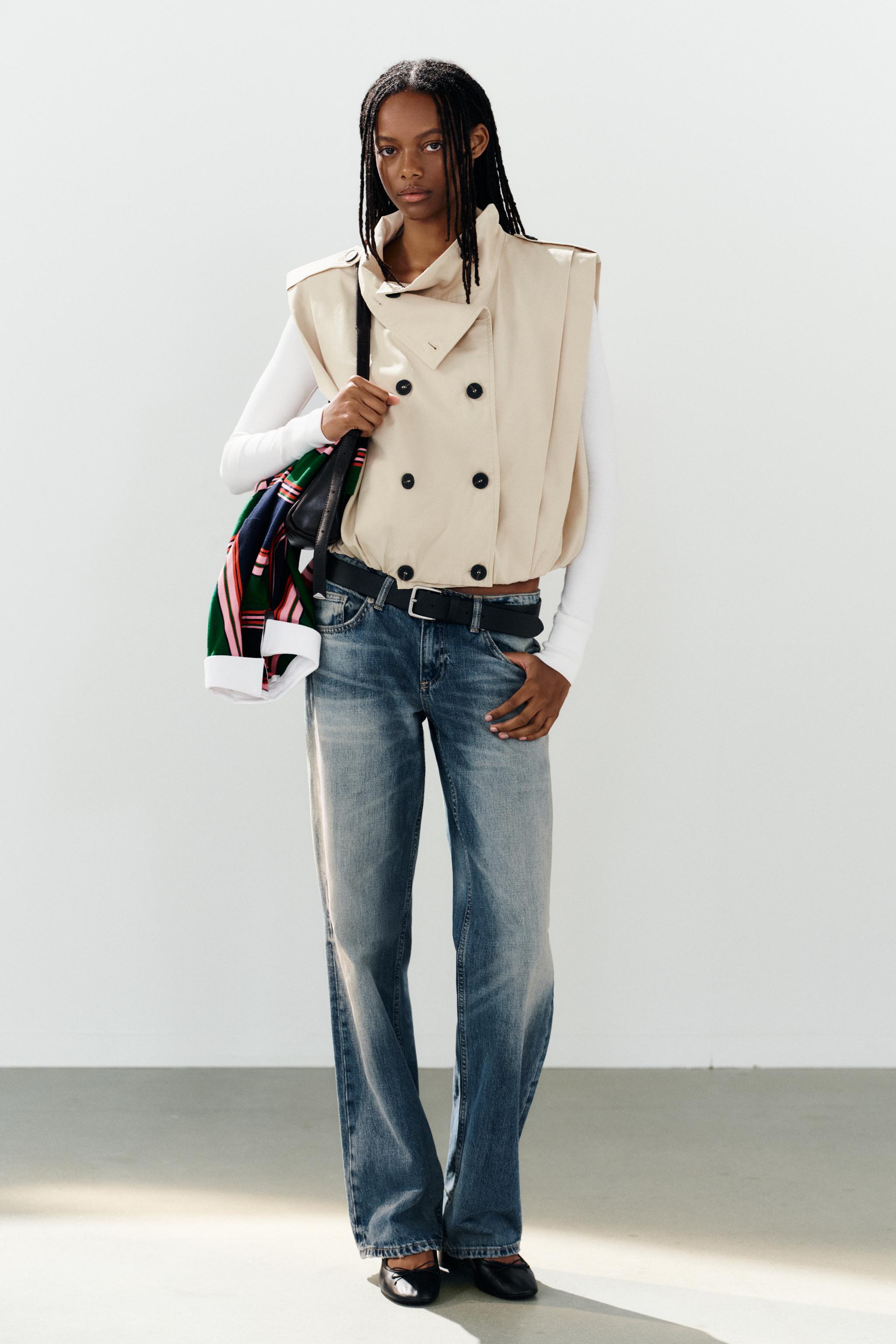 PLEATED BUTTON-UP VEST — Beige