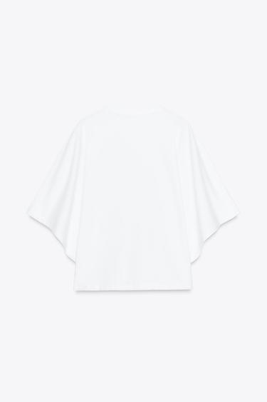 CAPE SLEEVE T-SHIRT - White by Zara - Image 1
