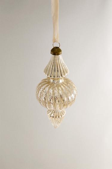 MIRRORED SPINNING TOP CHRISTMAS TREE DECORATION - Silver by Zara - Image 1