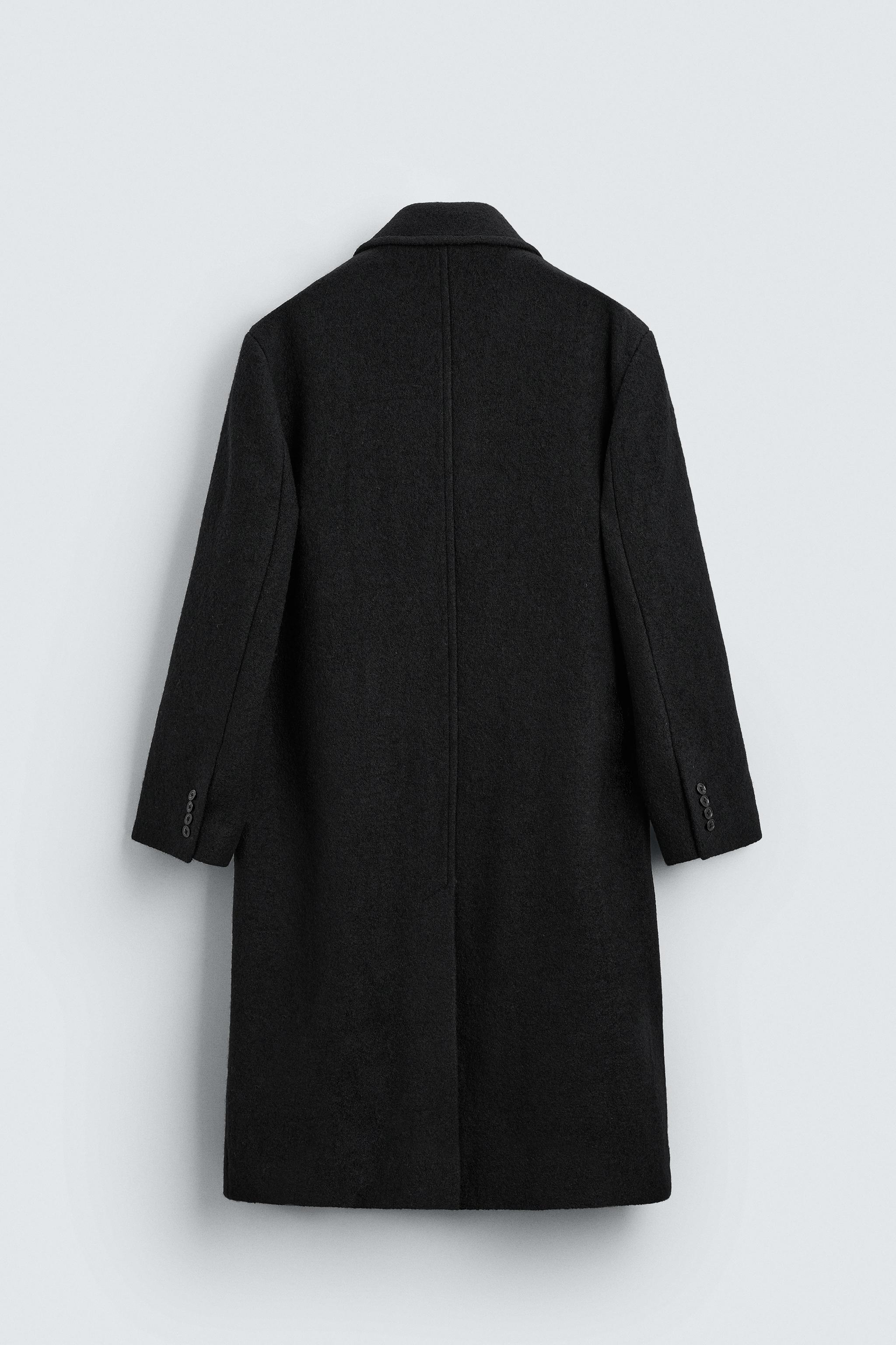 ZARA ウール ダブルブレストコート ブラック ZARA ウール ダブルブレスト コート M - メルカリ