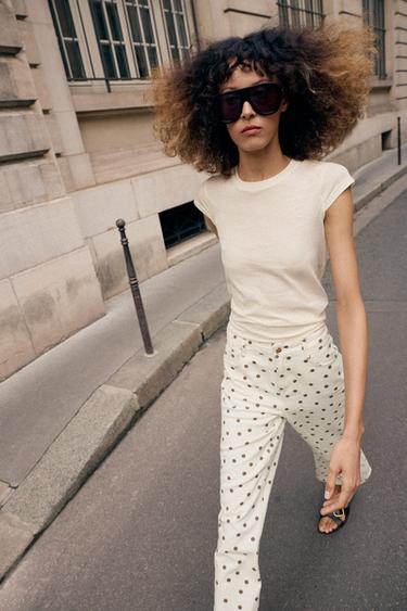 Zara MINIMAL SHORT SLEEVE T-SHIRT - Vanilla