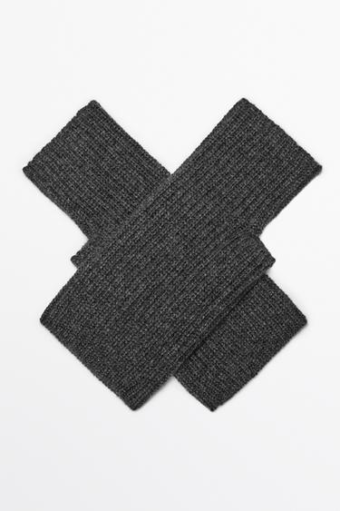 100% Cashmere Knit Mittens — Gray 2