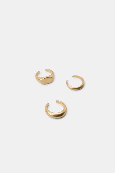 PACK OF 3 SIGNET TOE RINGS - Golden by Zara - Image 2
