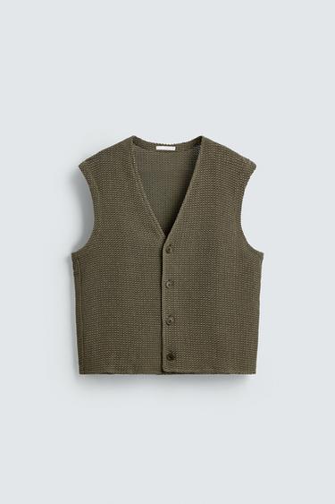 CHALECO RELAXED FIT ESTRUCTURA - crudo/kaki de Zara