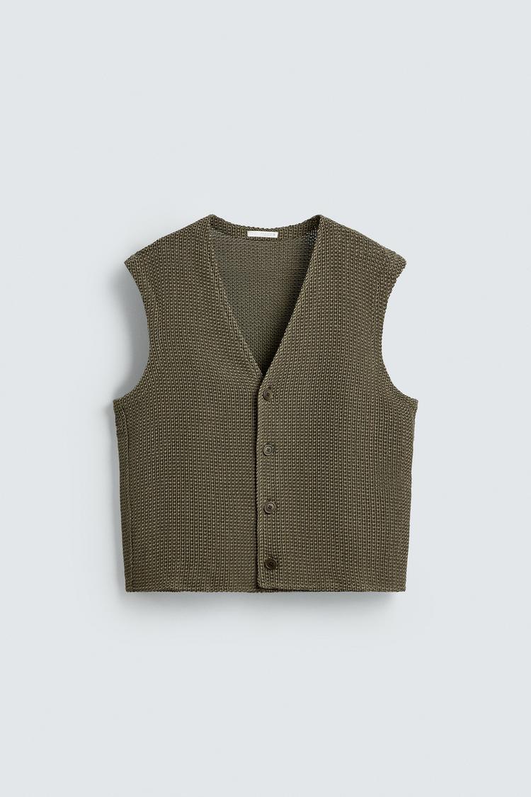ZARA RELAXED FIT TEXTURED WAISTCOAT