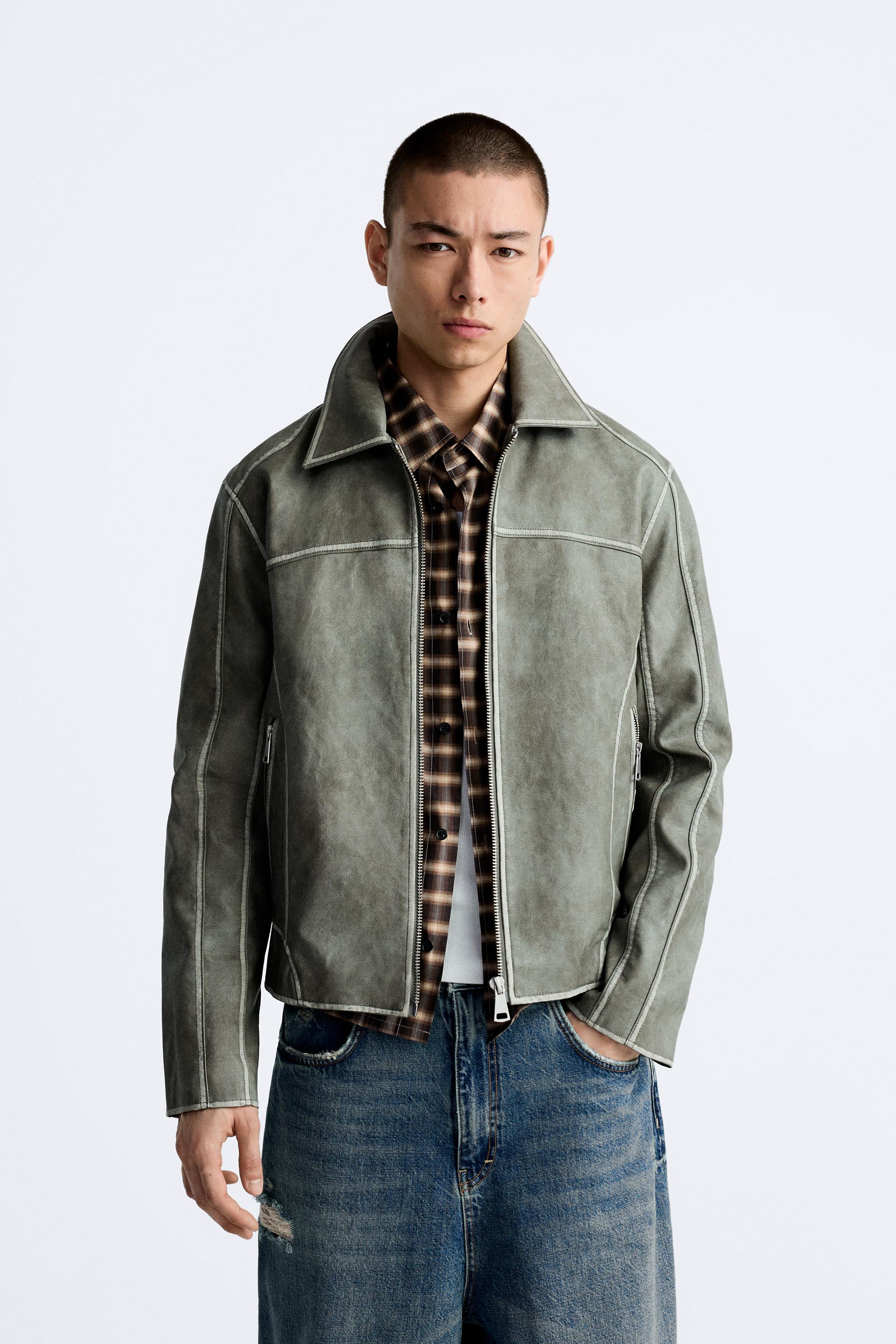 Zara leather 2024 jacket mens price