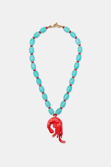 SHRIMP BEAD NECKLACE - Turquoise by Zara - Image 0