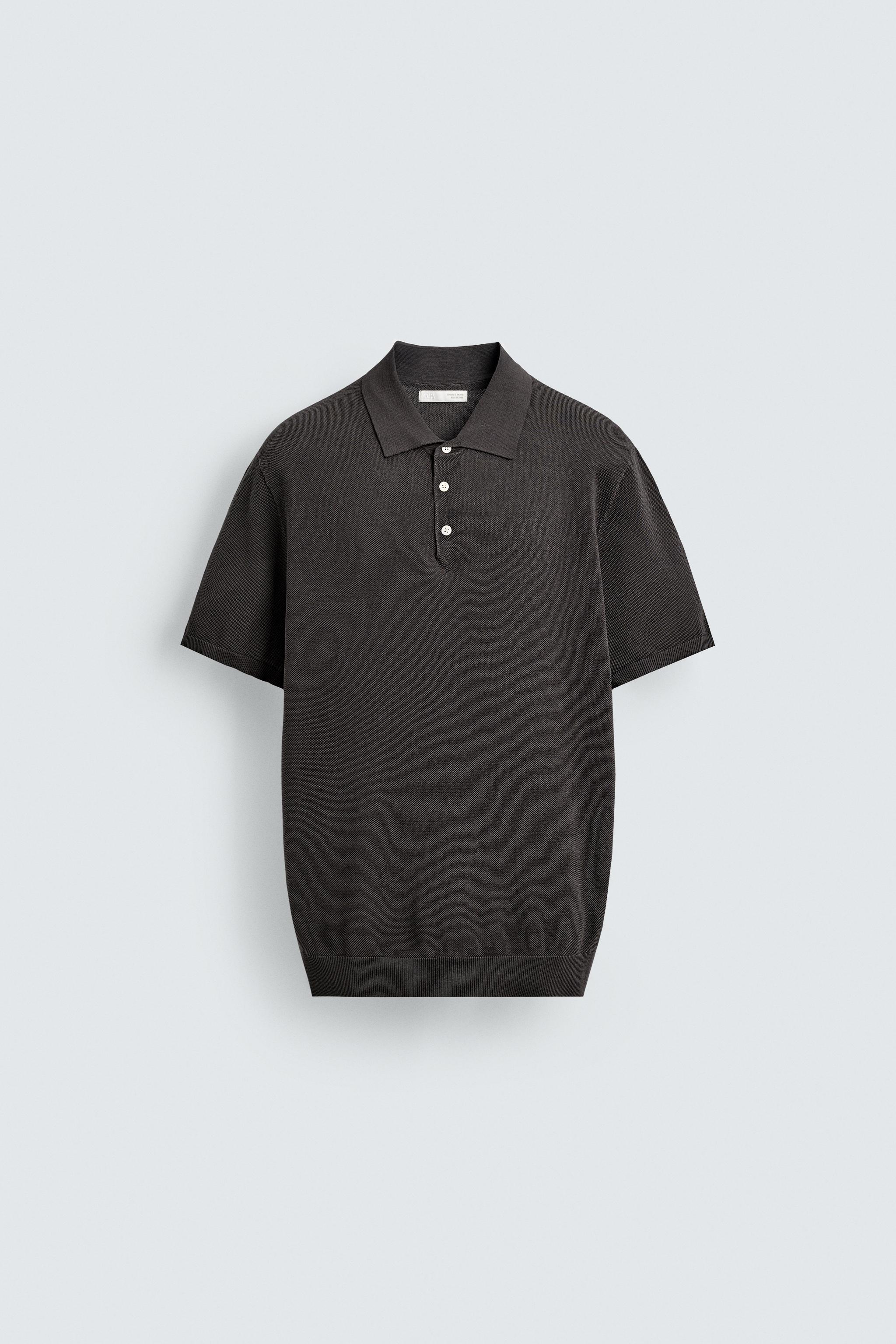 TEXTURED KNIT POLO SHIRT - Brown / Taupe | ZARA United States