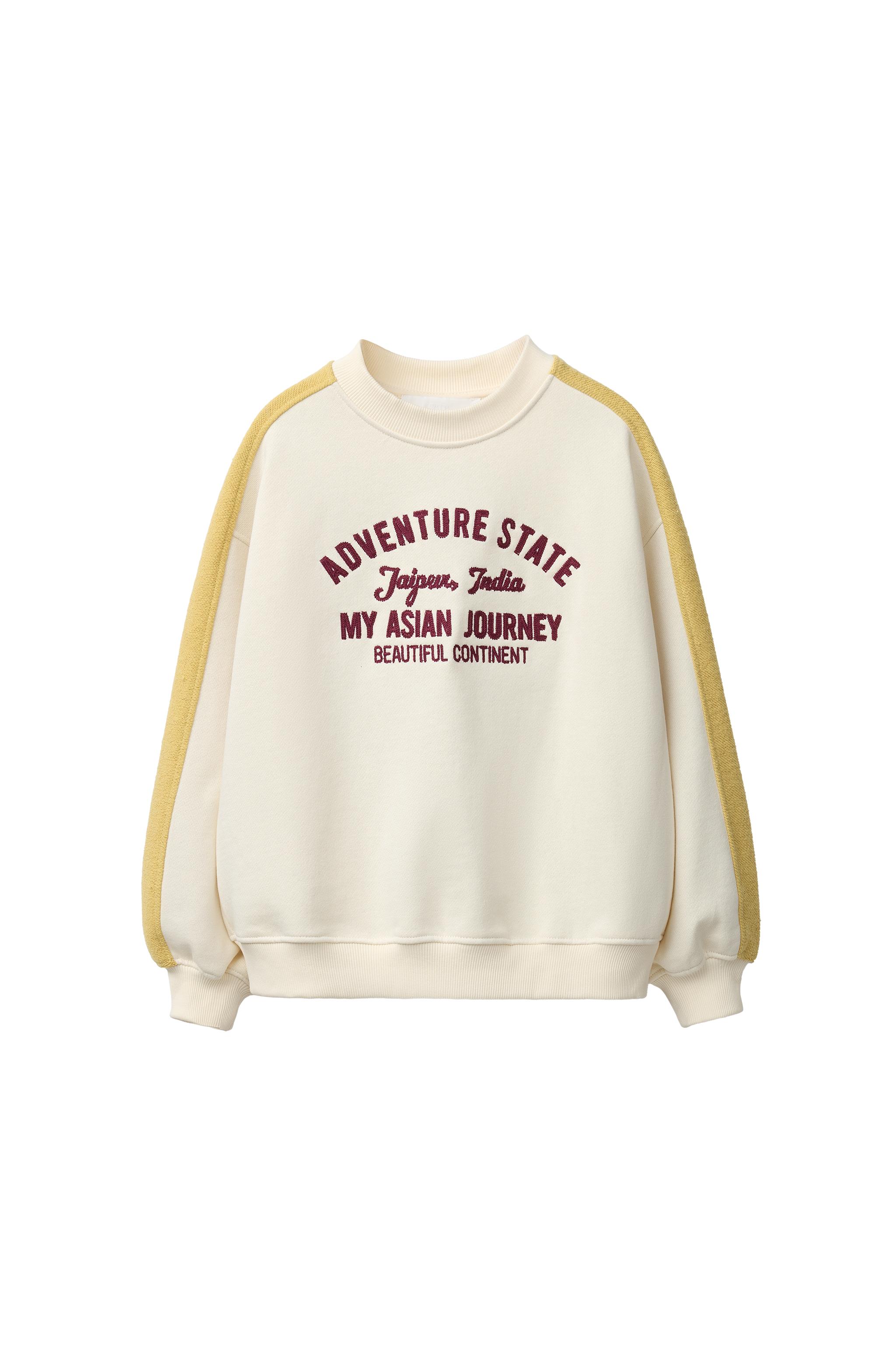 EMBROIDERED TEXT SWEATSHIRT - Oyster-white | ZARA United States
