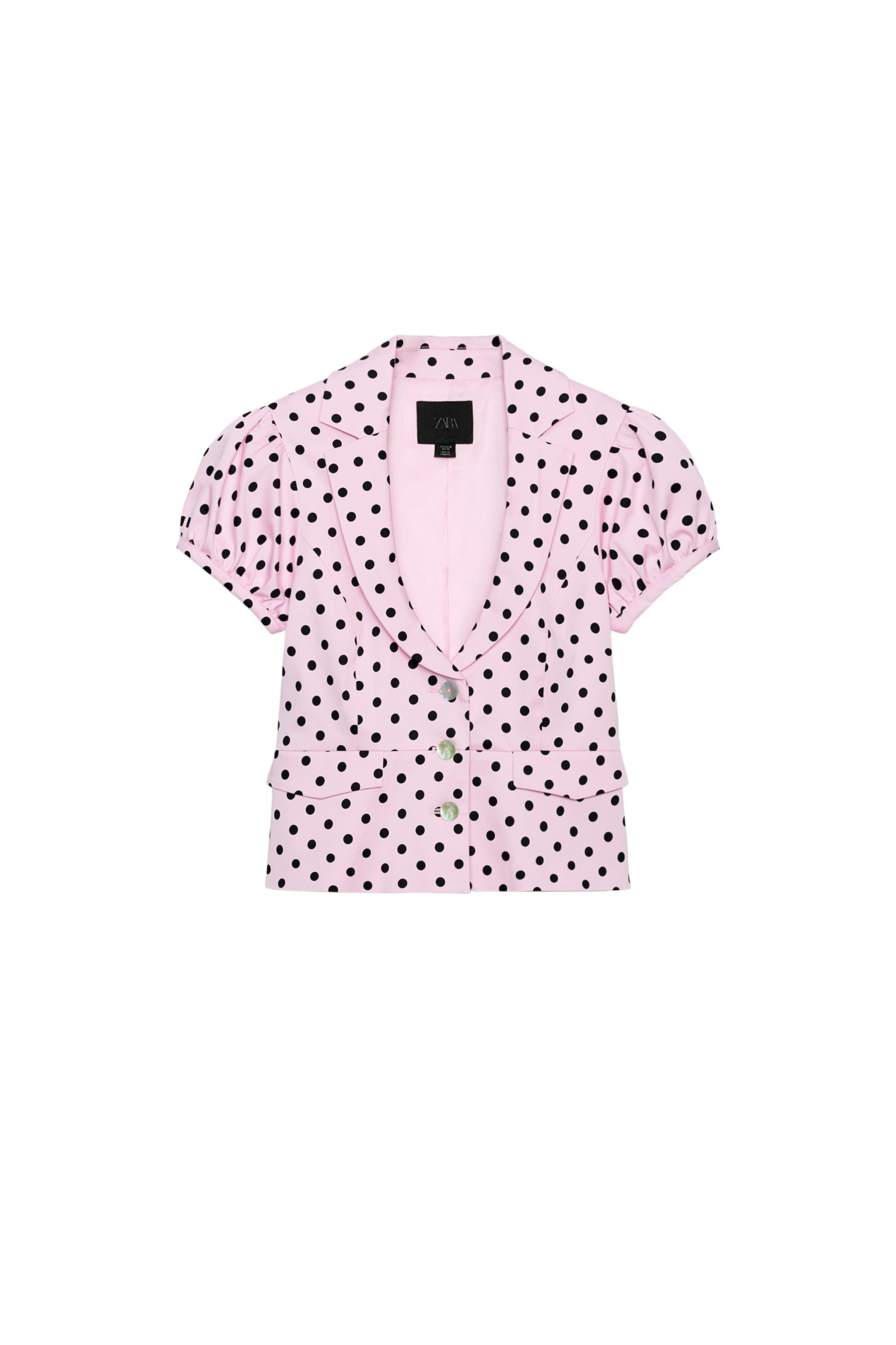 ドット柄ショートジャケット - ライトピンク | ZARA Japan / 日本