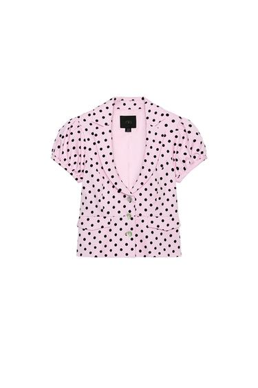 Zara POLKA DOT CROPPED JACKET - Light pink