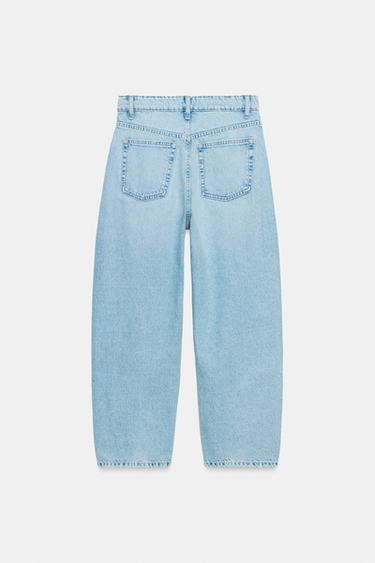 Zara TRF MID-RISE CROPPED JEANS - Light blue