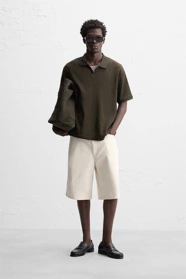 POLOSHIRT MIT RIPPENSTRUKTUR - Khaki von Zara - Bild 0