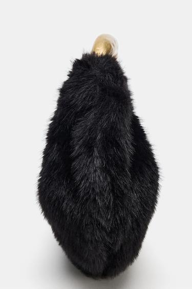 SAC À MAIN EFFET FOURRURE ANSE MÉTALLIQUE - Noir de Zara - Image 2