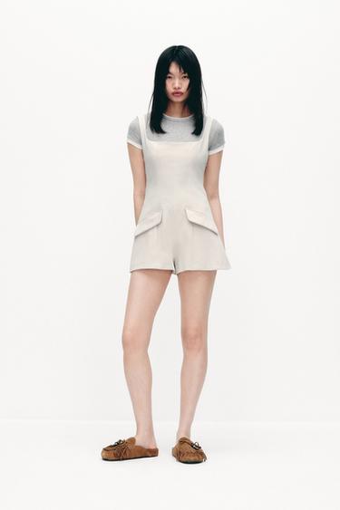 SHORT STRAPPY JUMPSUIT - Light grey by Zara