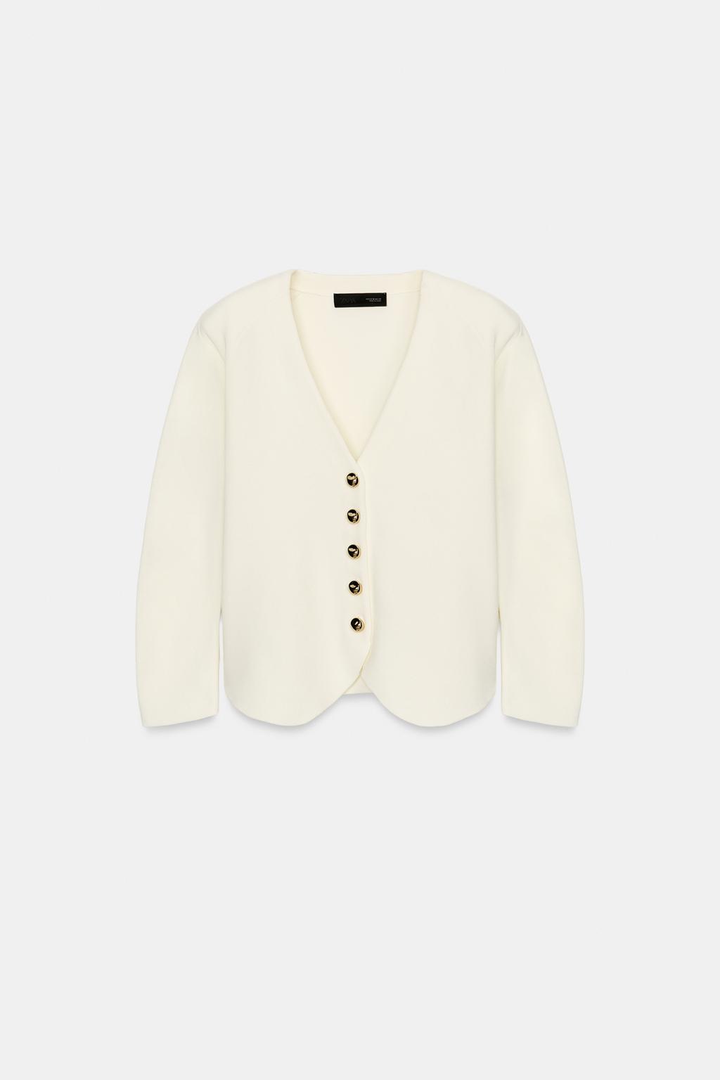 FITTED KNIT JACKET WITH SHOULDER PADS - image 2