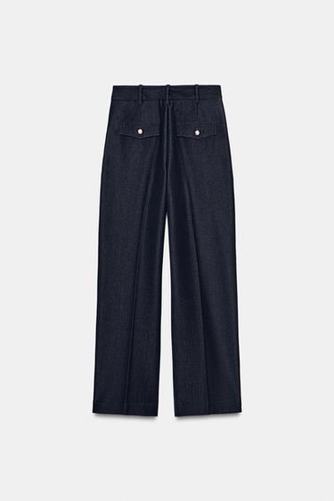 PANTALON DROIT NERVURÉ - Indigo de Zara - Image 7