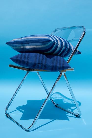 Zara MULTI-STRIPED THROW PILLOW COVER - Blue