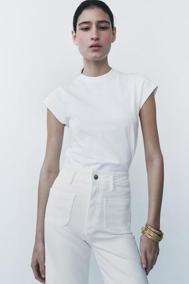 تيشرت HEAVY COTTON مغسول - أبيض الخاص بـ Zara