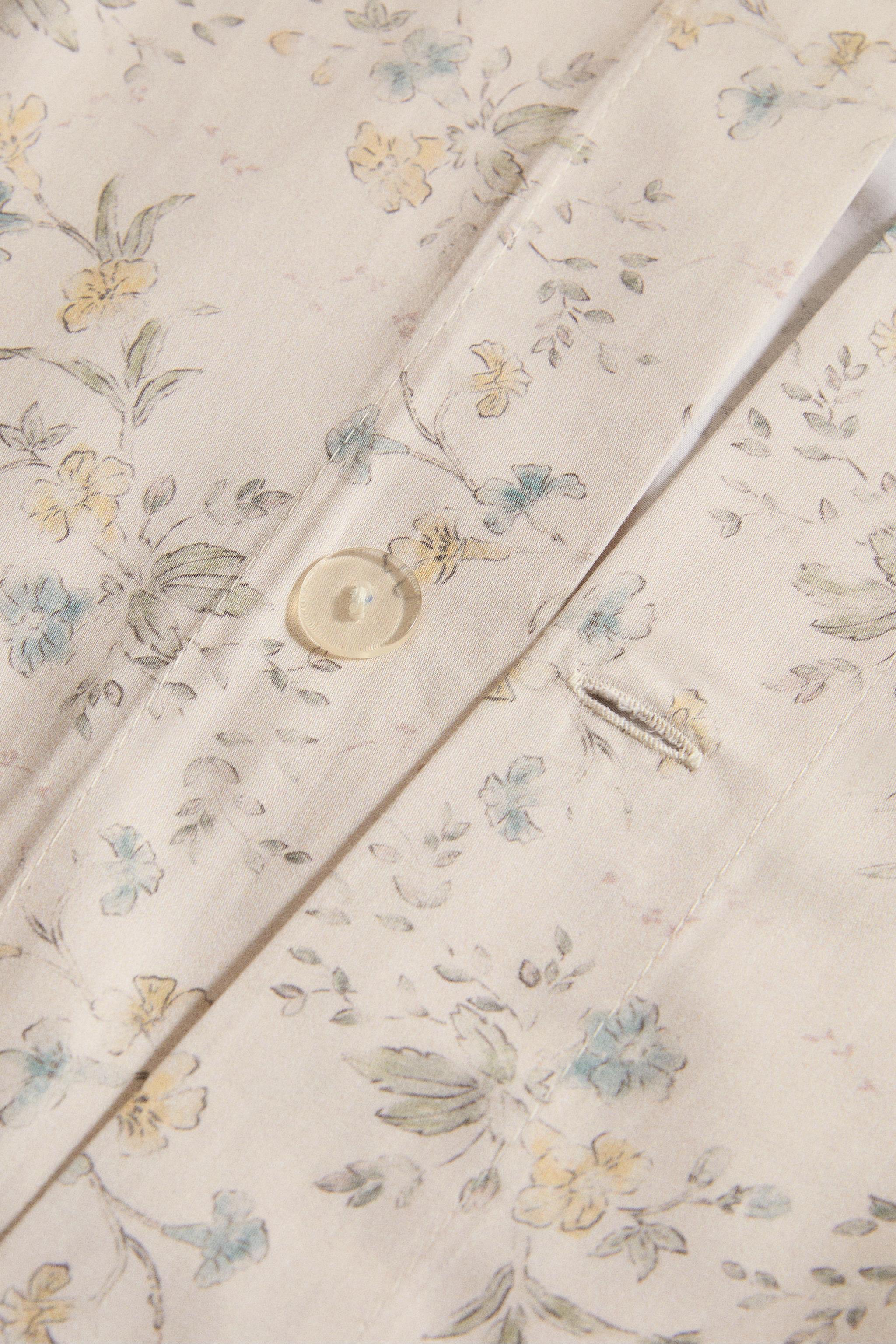 FLORAL PRINT SATEEN DUVET COVER (300 THREAD COUNT)
