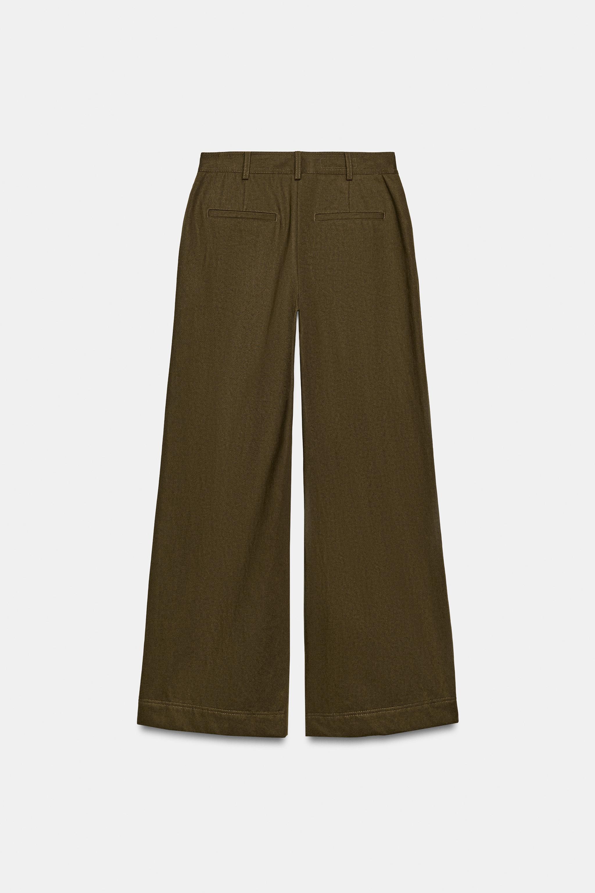 Женские брюки Zara WIDE-LEG PLEATED PANTS — фото 9