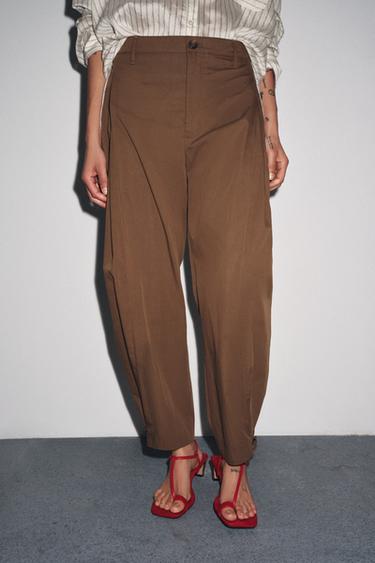 ZW COLLECTION DARTED TROUSERS WITH BELT LOOPS - Brown by Zara