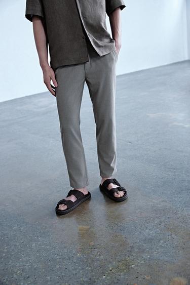 Zara 雙絆帶真皮涼鞋 - 巧克力色