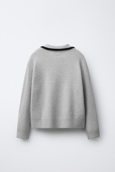 KNIT SWEATER WITH BOWS - Grey by Zara - Image 1
