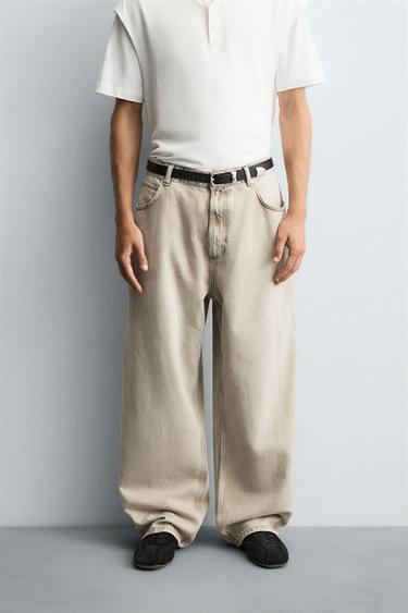 JEAN BAGGY FIT - Beige de Zara