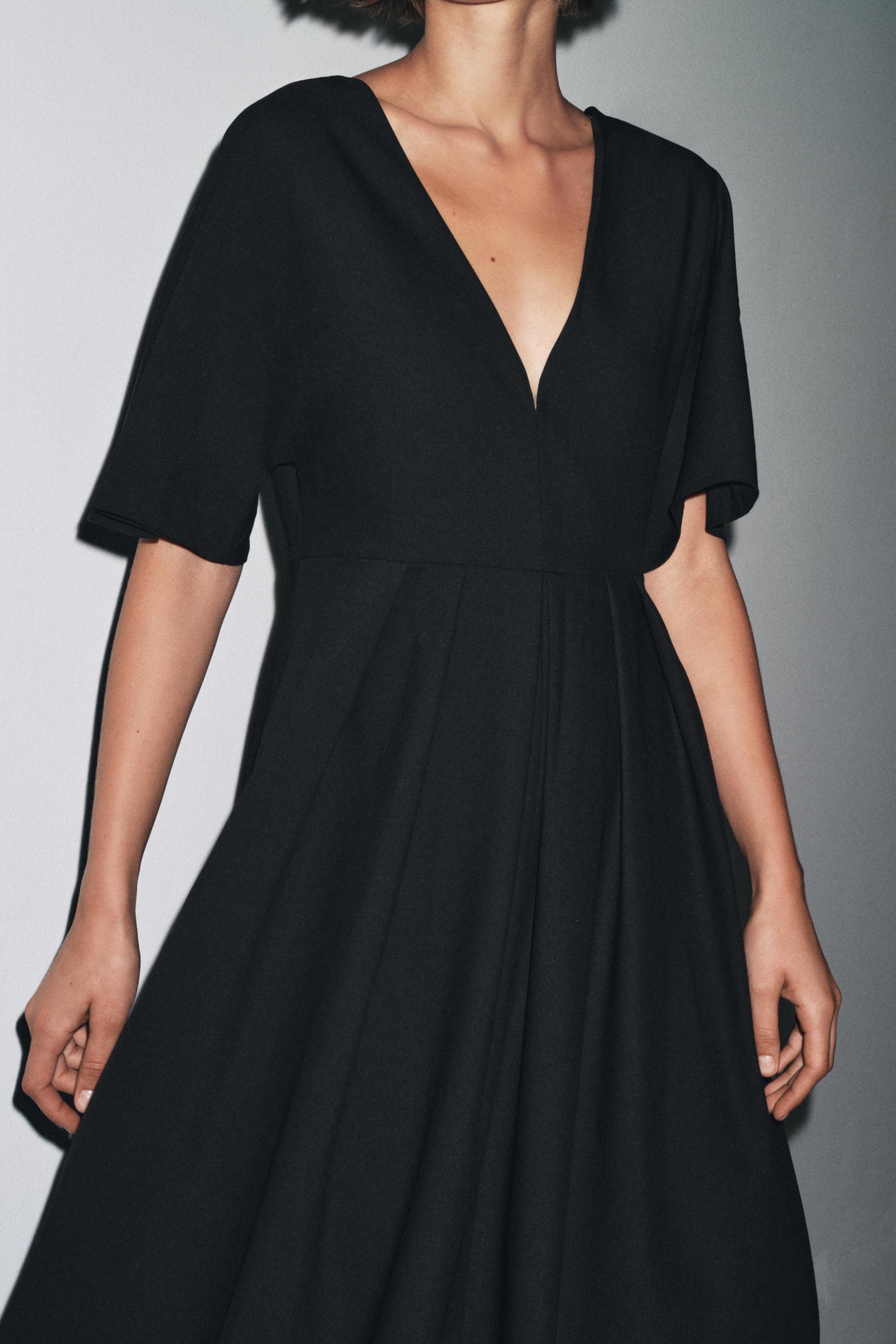 Black Midi ２枚セット ZARA NEW SS24 WOMAN BUTTONED PLEATED SKIRT MIDI DRESS Black