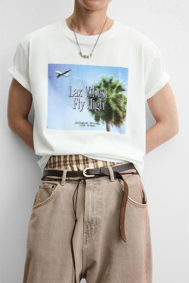 PHOTOGRAPHIC PRINT T-SHIRT - Oyster-white by Zara