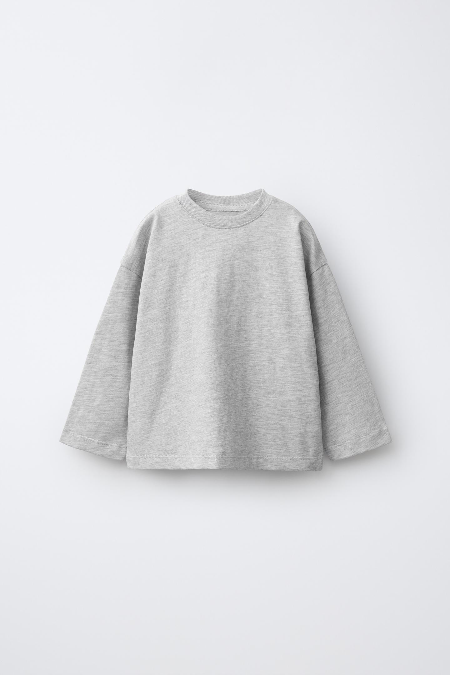 Детские футболки Zara 3-PACK Long-Sleeve Striped and Solid T-SHIRTS, цвет: Пыльный розовый — фото 2
