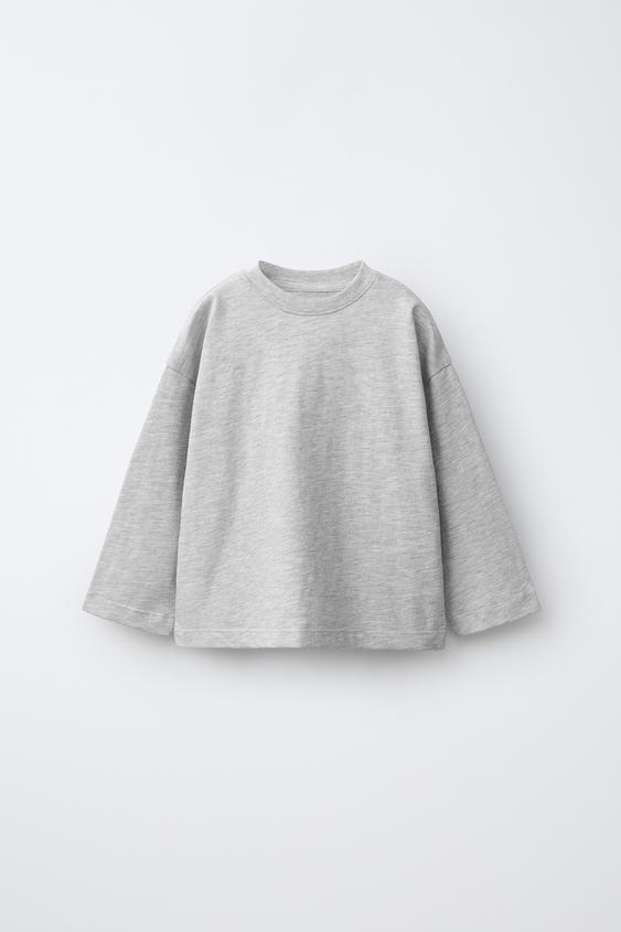 LOT DE TROIS T-SHIRTS À MANCHES LONGUES À RAYURES ET UNIS - Rose poudré de Zara - Image 1