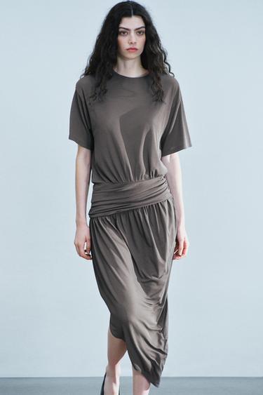 DRAPED DRESS — Gray / Blue 2