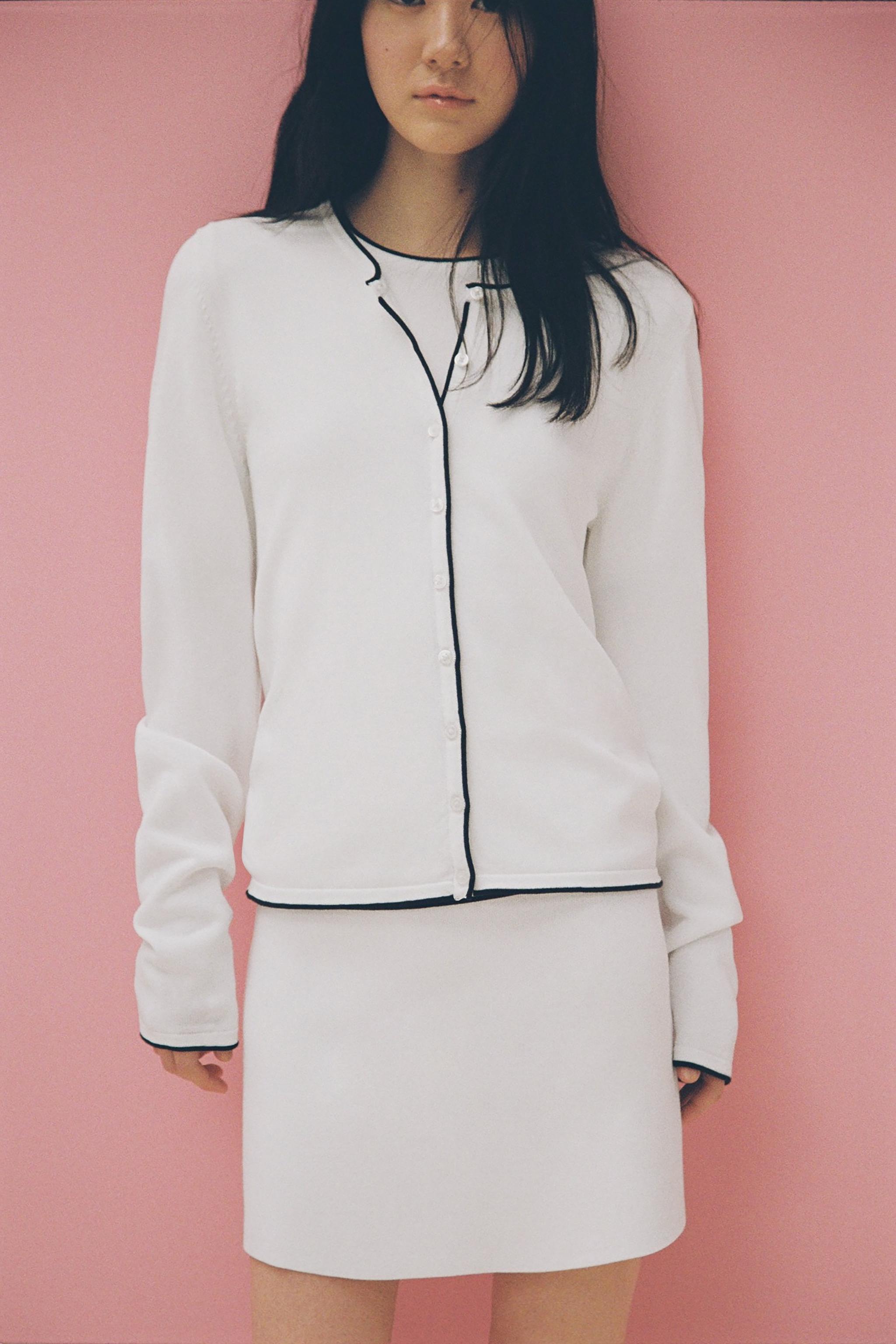 プレーンニット ミ二スカート - ホワイト | ZARA Japan / 日本