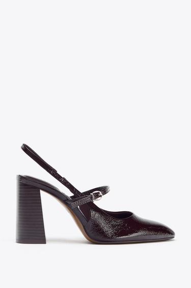 MERCEDITA TACÓN EFECTO ACHAROLADO - Marrón de Zara