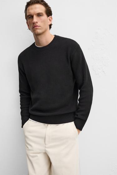BASIC PURL KNIT SWEATER - Black by Zara - Image 4