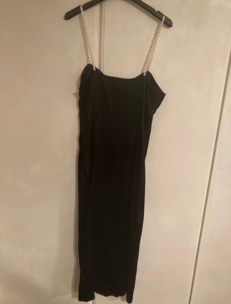 SATIN DRESS WITH FAUX PEARL STRAPS - Image 2