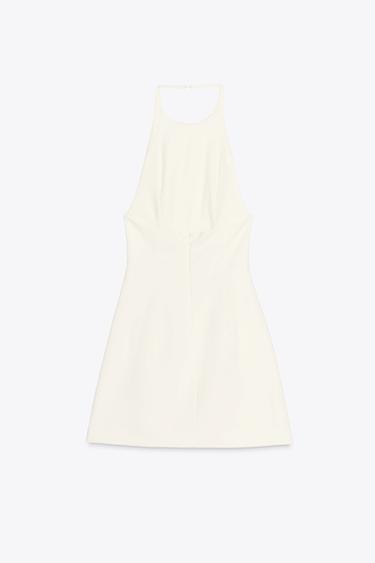 RHINESTONE HALTER DRESS - Oyster-white by Zara - Image 8