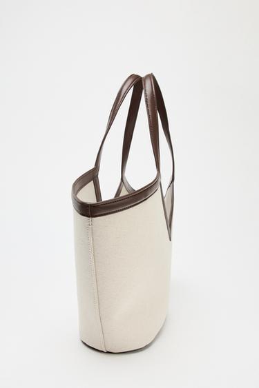 SAC SHOPPER COUPE CANVAS - Écru de Zara - Image 2