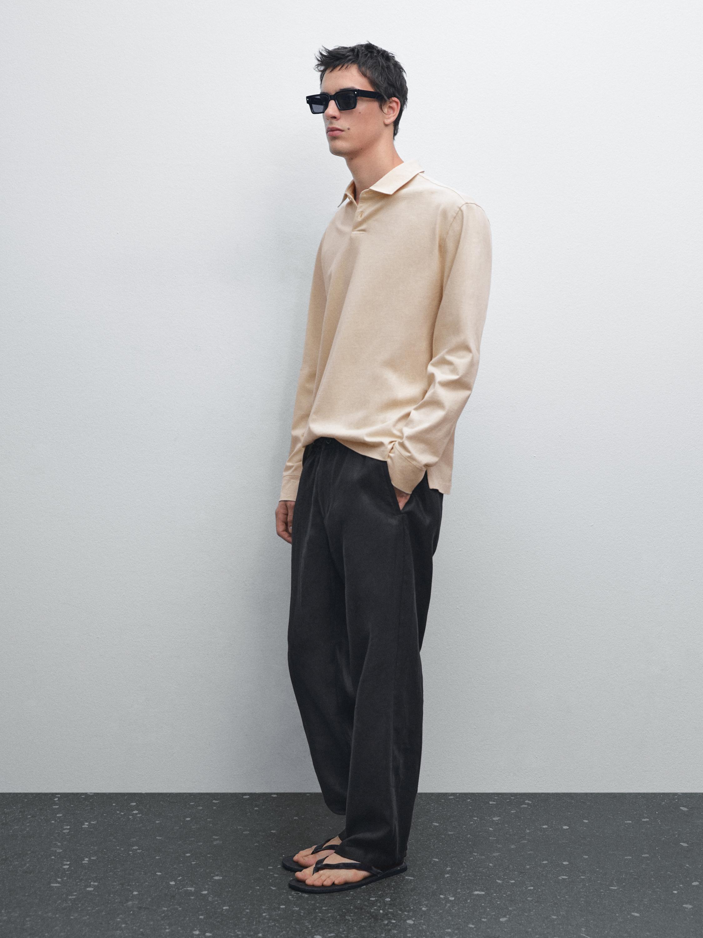 100% cotton distressed-effect polo shirt